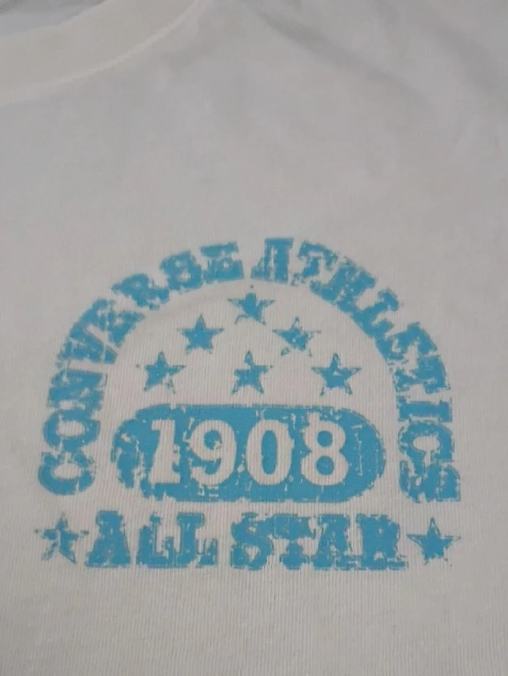 Converse Cream Short-Sleeve Tee with Light Blue Logo